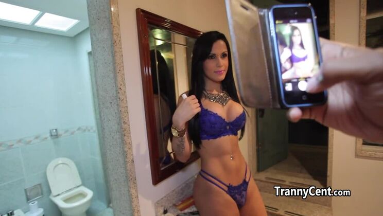 Divine buxomy transsexual Bruna Butterfly in lingerie porn video