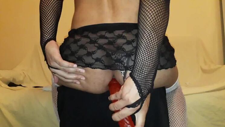 Tempting latino ladyboy whore in teasing lingerie sex video