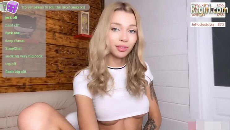 petite russian blonde tgirl masturbates on webcam